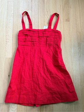 NWT Abercrombie Linen Blend Romper Dress Built In Shorts Size M